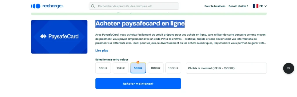 acheter paysafecard en ligne recharge